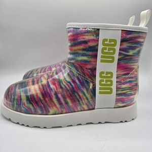 NIB UGG Classic Clear Mini Pixelate Waterproof Boots Multi Color Womens 7